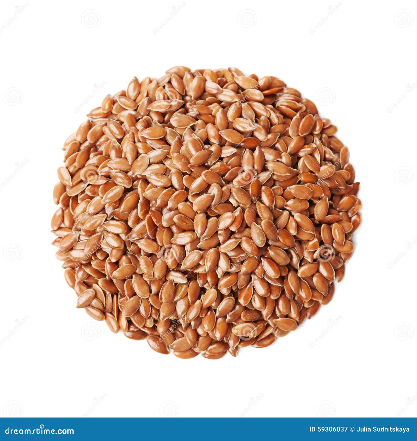 closeup of flax seed or linseed  on white