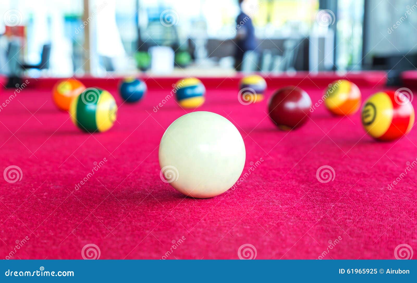 Closeup Focus Snooker White Ball with Pool Balls Stock Image Image of