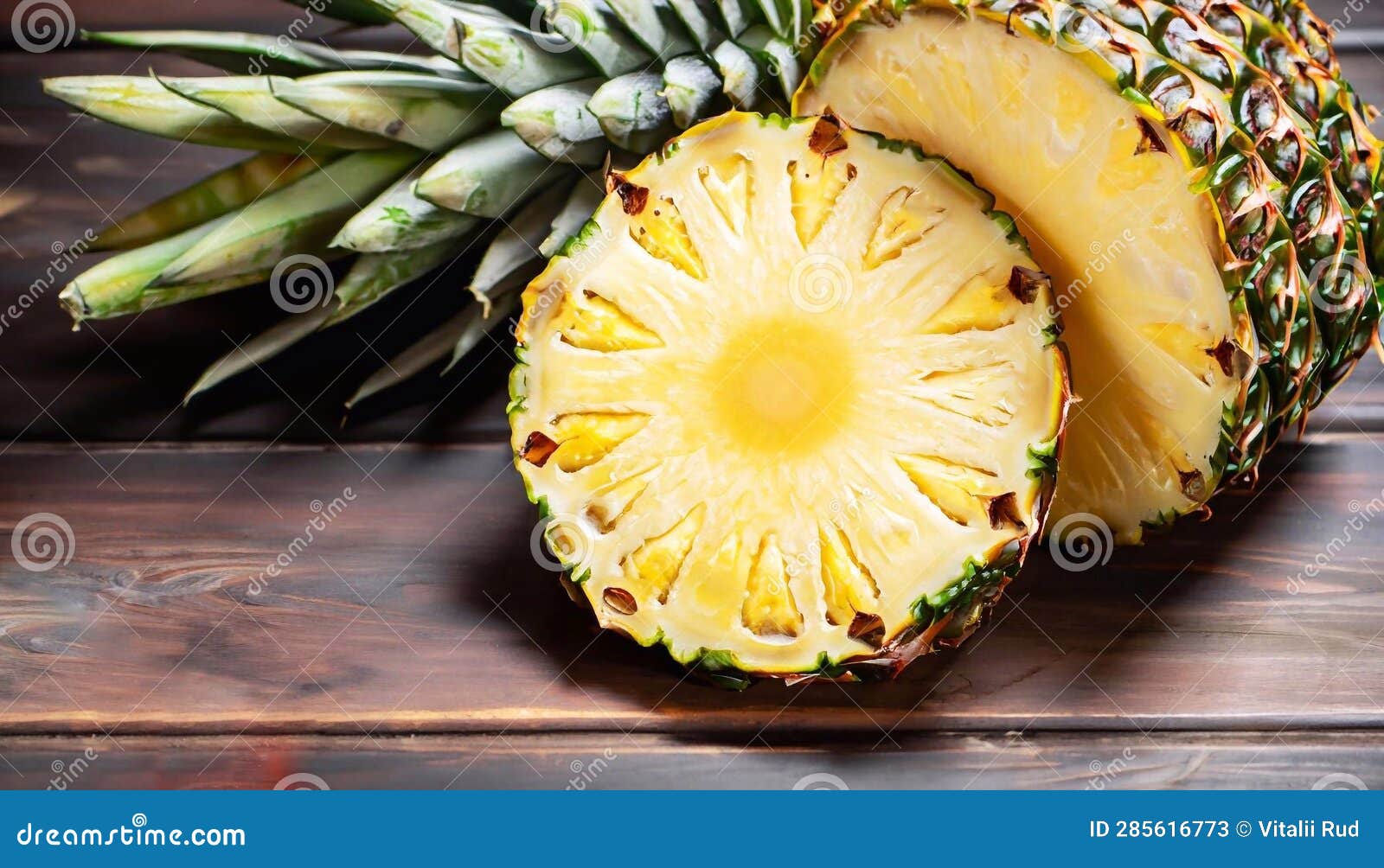 Closeup of the Fresh Cut Pineapple on the Table Stock Image Image of