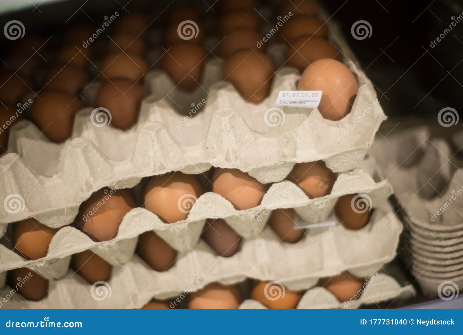 Fresh Eggs for Sale at the Supermarket Stock Photo Image of market