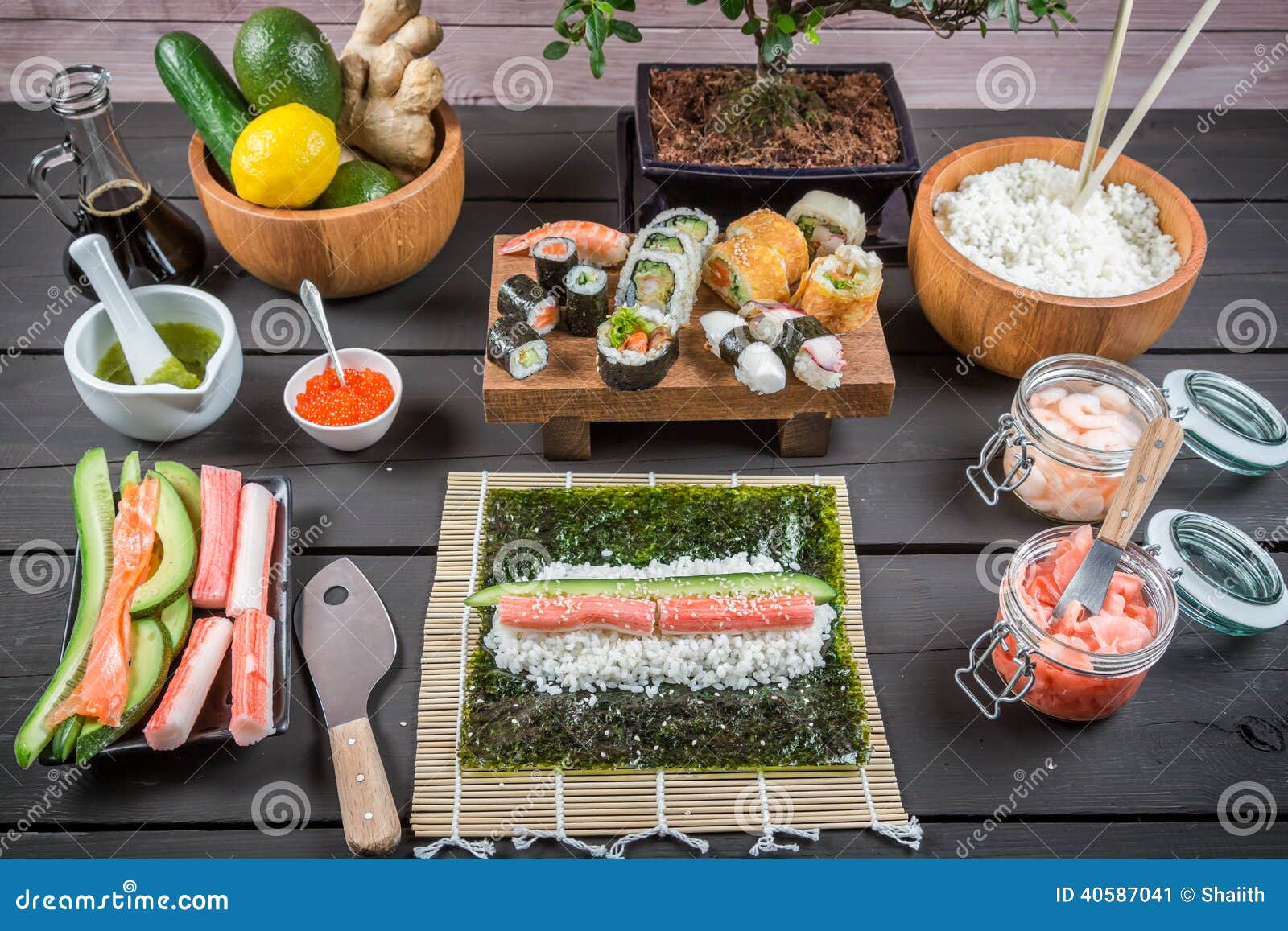 Closeup of Fresh Ingredients for Sushi Stock Image Image of maki