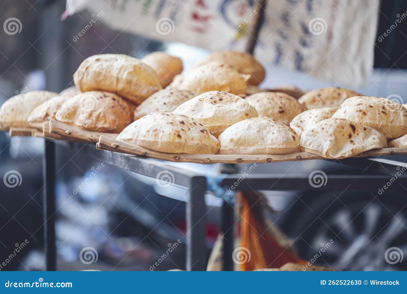 Closeup of Fresh Pita Bread for Sale Stock Photo Image of food