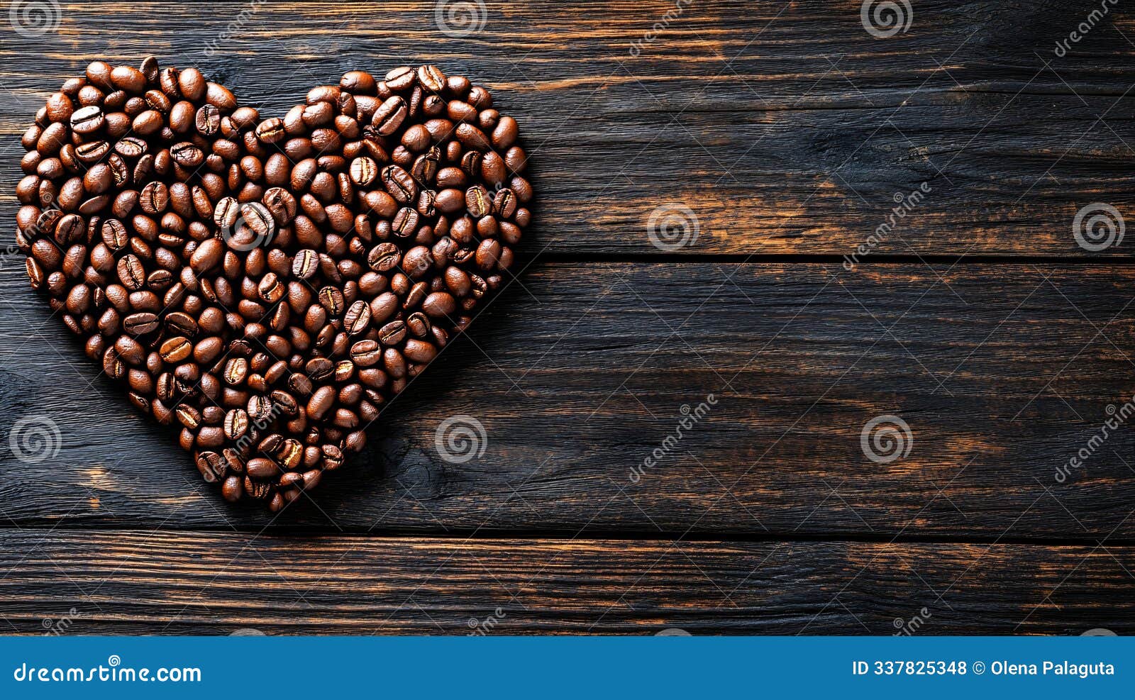 closeup fresh roasted arabian or aroma coffee beans on  of heart. organic coffee concept background. top view, flat