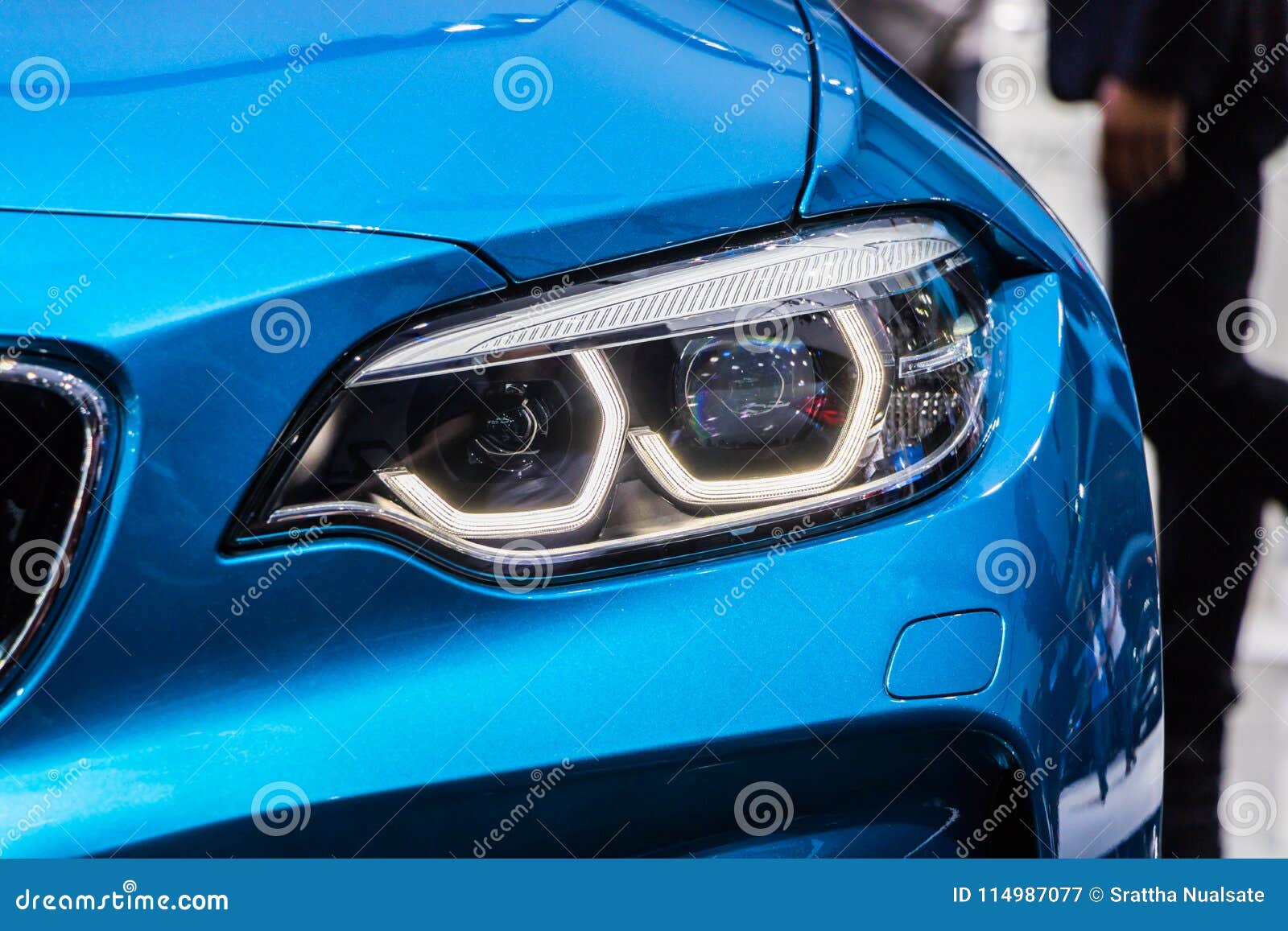 The Closeup Front Headlight car in Motor Show
