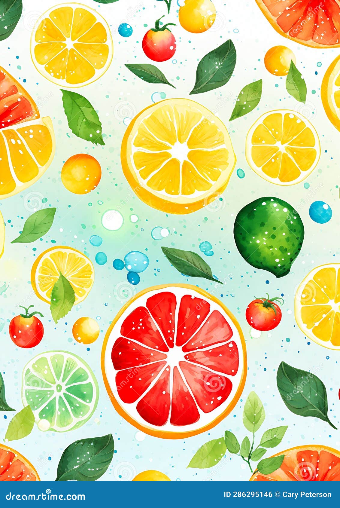 closeup of fruit slices on blue background: scenic lemonade bota