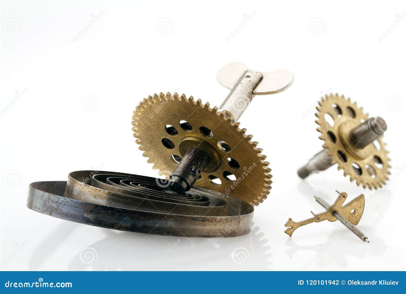 Closeup of Gears and Cogs Clockwork and Clock Springs. Inside Me Stock