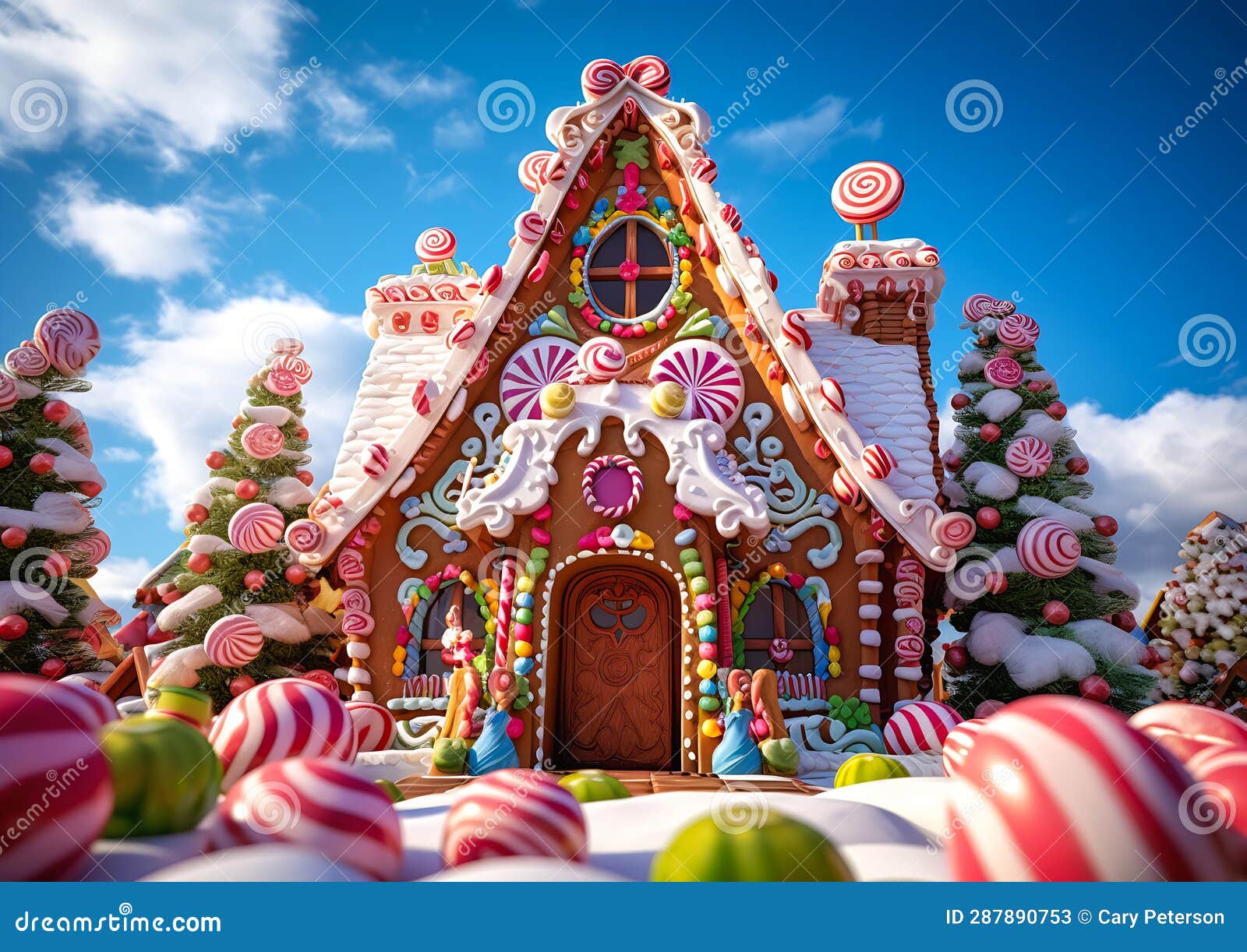 A Closeup of the Gingerbread House at the North Pole Stock Illustration ...