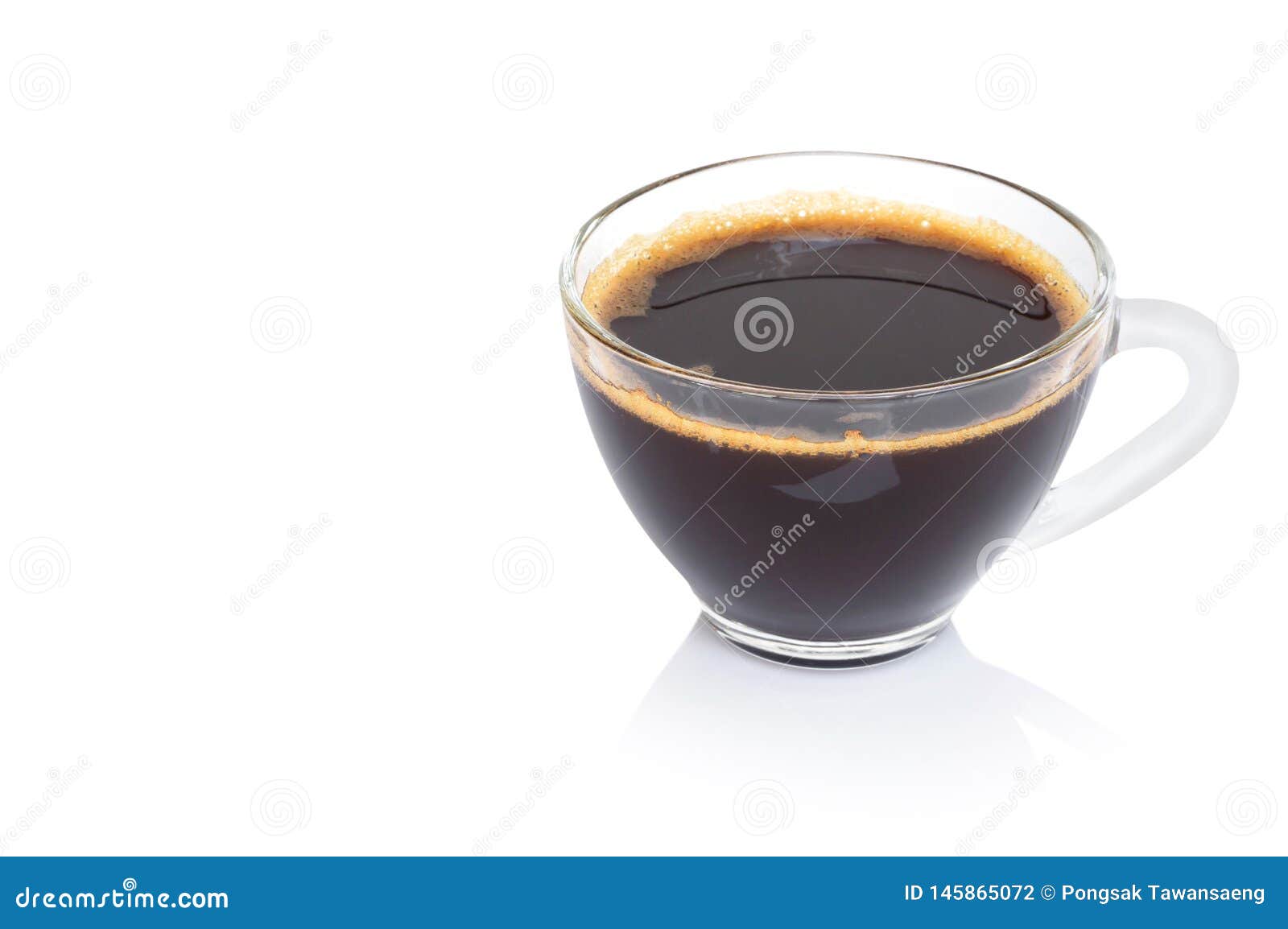 closeup glass of americano hot coffee  on white background