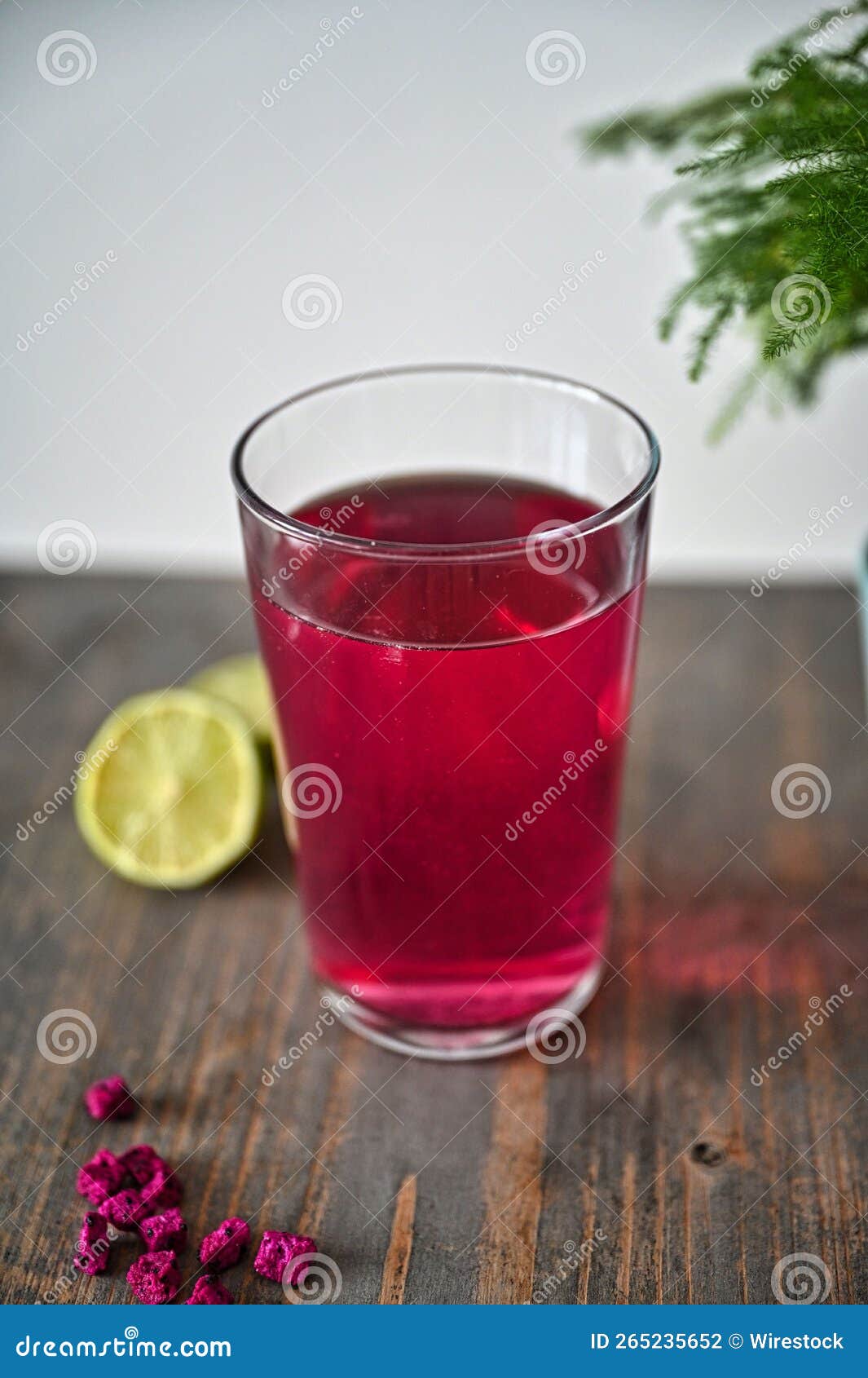 Closeup of a Glass of Dragonfruit Iced Tea Stock Photo Image of