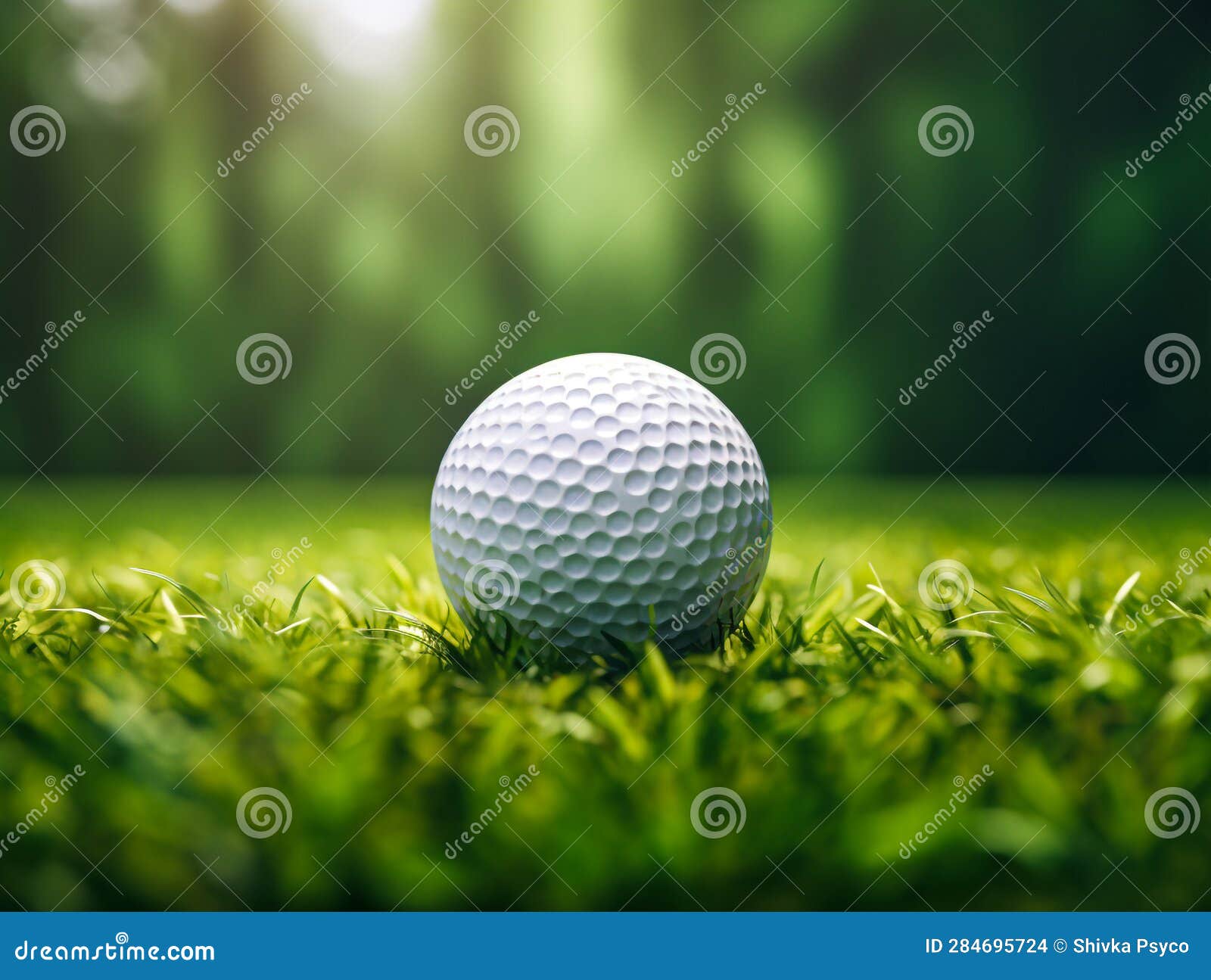 Closeup of Golf Ball on Green Grass Generative AI Stock Illustration
