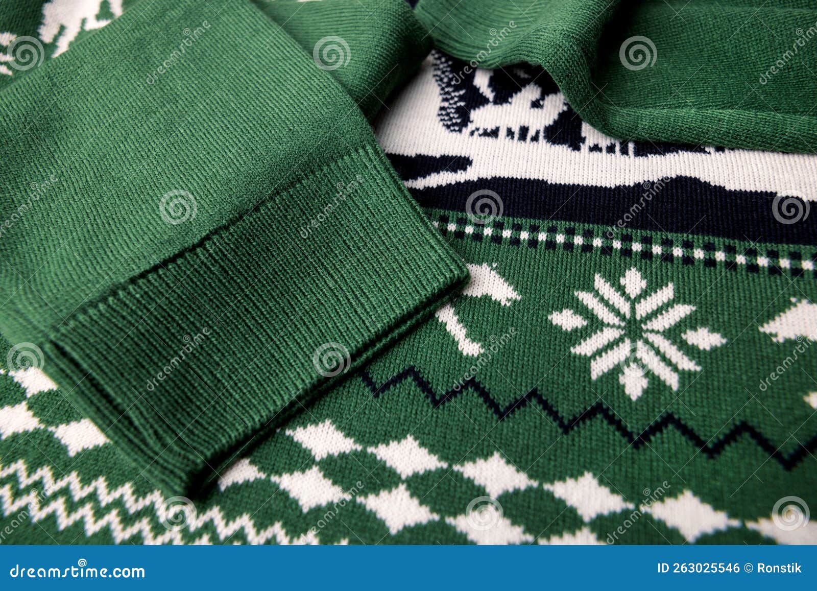 Closeup of Green Christmas Sweater Fabric Texture Stock Photo - Image ...