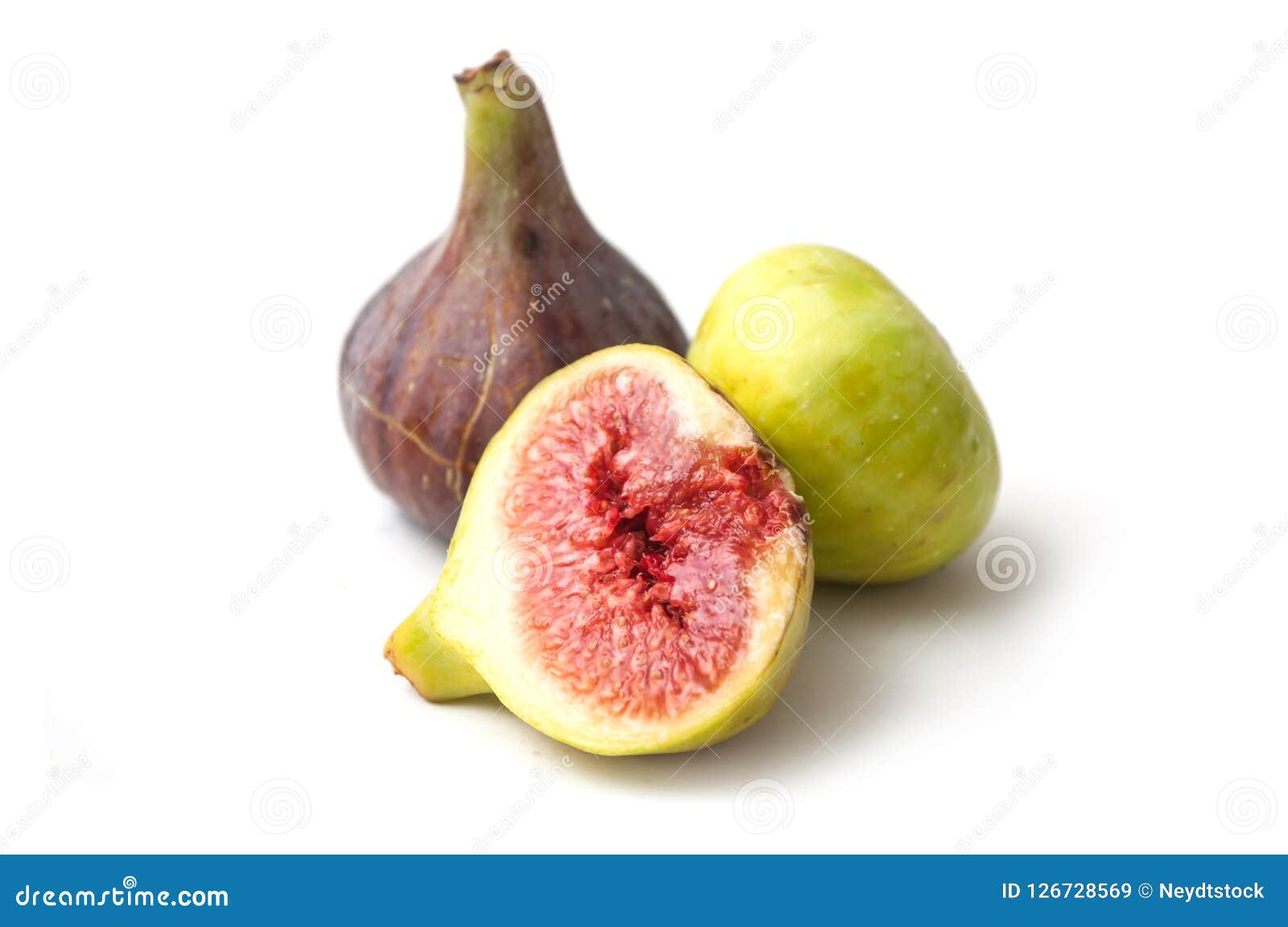 Green and Purple Figs Fruit on White Background Stock Image Image of