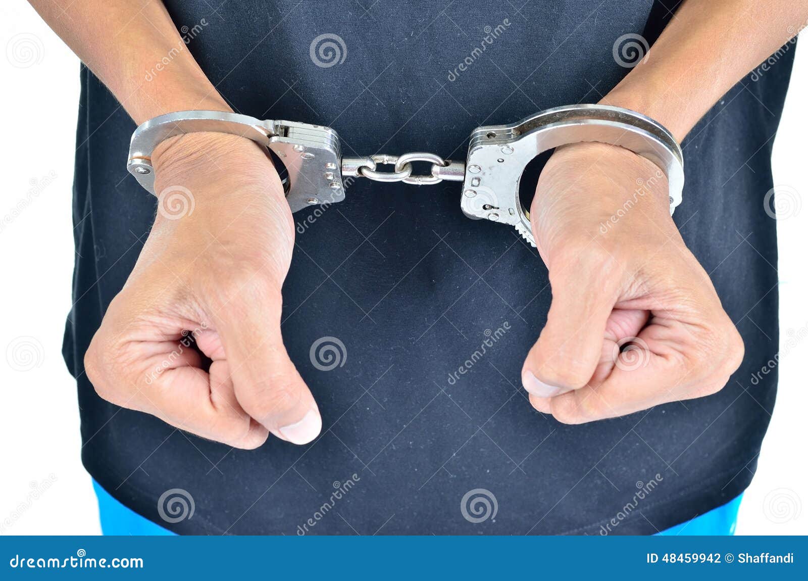 Closeup of the Hands of a Man with Handcuffs Stock Photo Image of