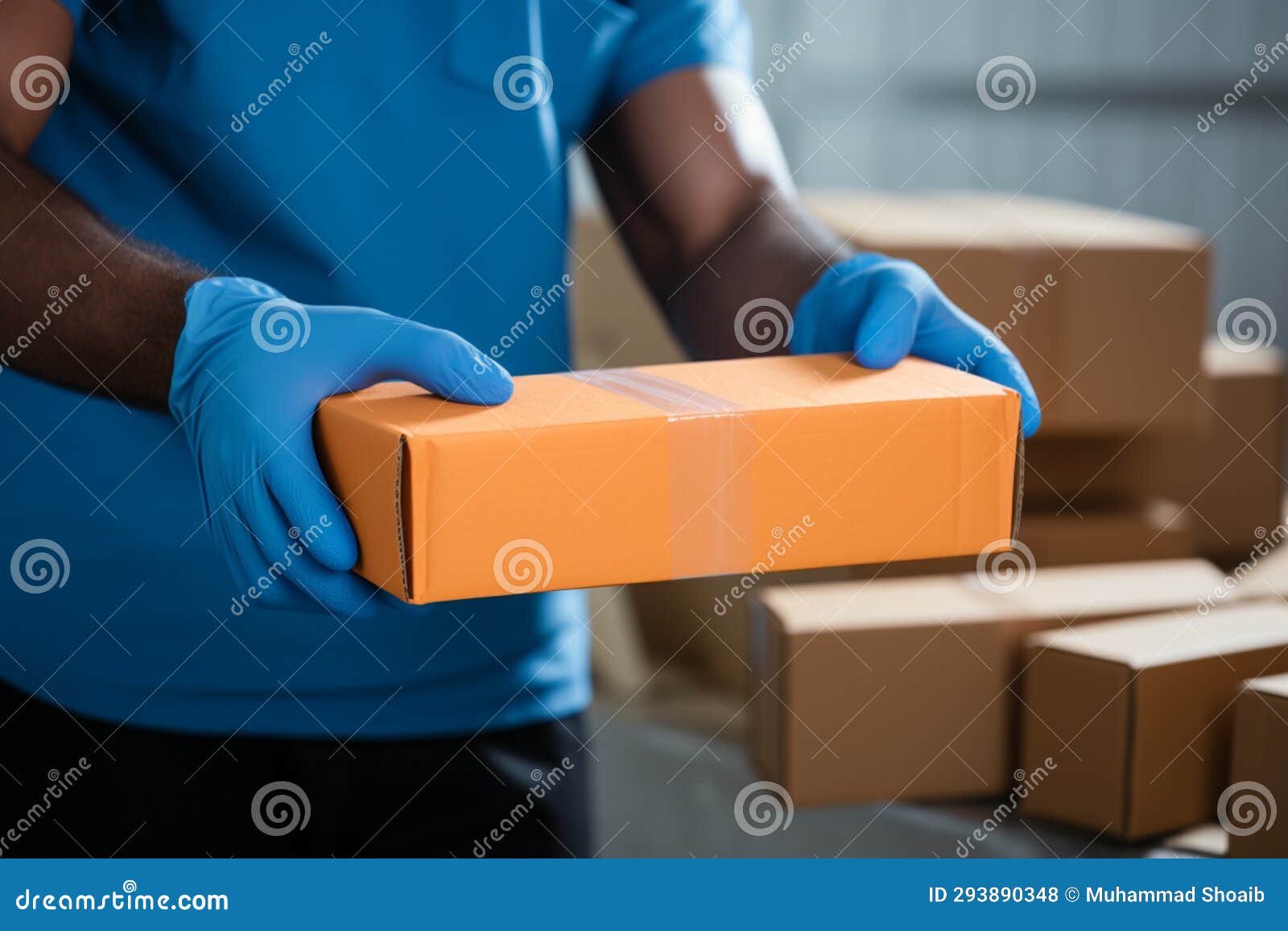 Closeup Hands in Rubber Gloves Handle Cardboard Boxes for Fast Online  Shopping Delivery Stock Illustration - Illustration of glove, fast:  293890348