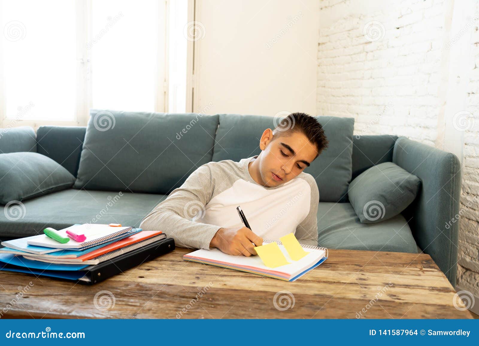 guy working on homework