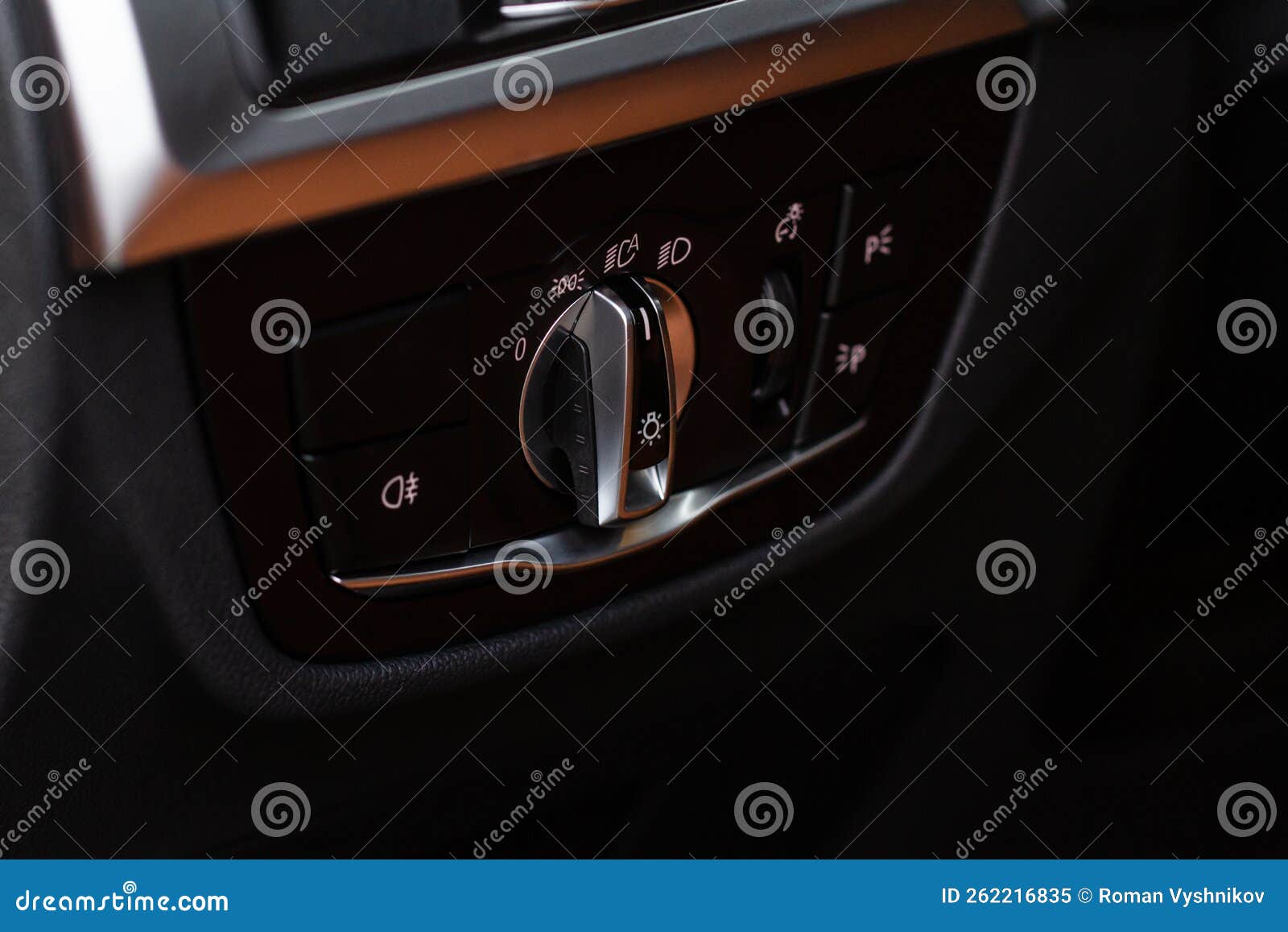 Closeup of the Headlight Switch Control Button Stock Image Image of
