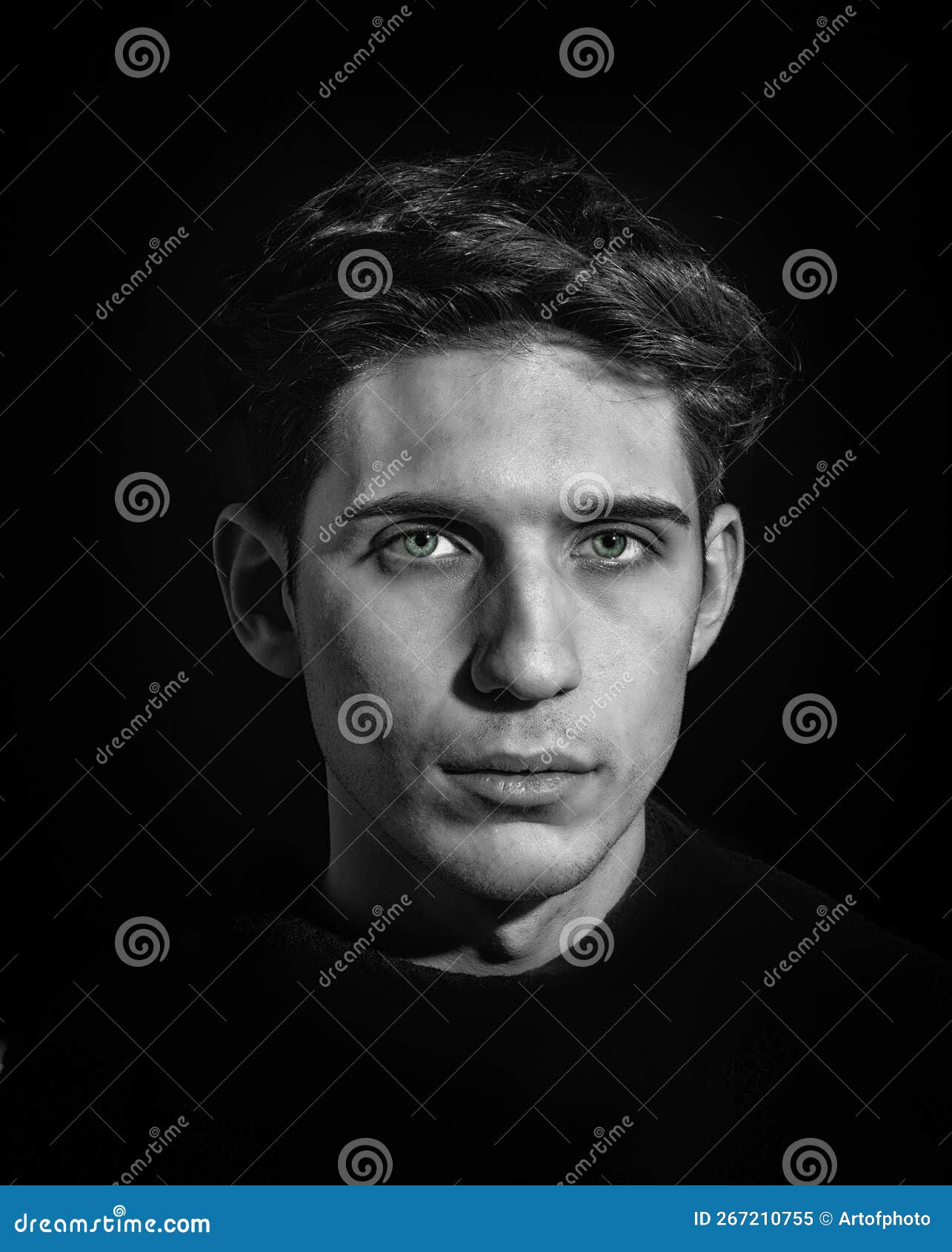 Closeup Headshot of Young Man, Dark Hair and Green Eyes Stock Image ...