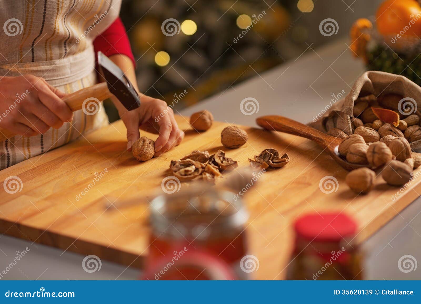 Closeup on Housewife Chopping Walnuts Stock Image Image of tradition