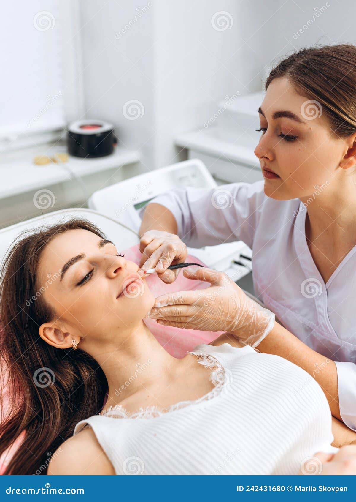 Closeup Image of Dermatologist& X27;s Hands Doing Electroepilation