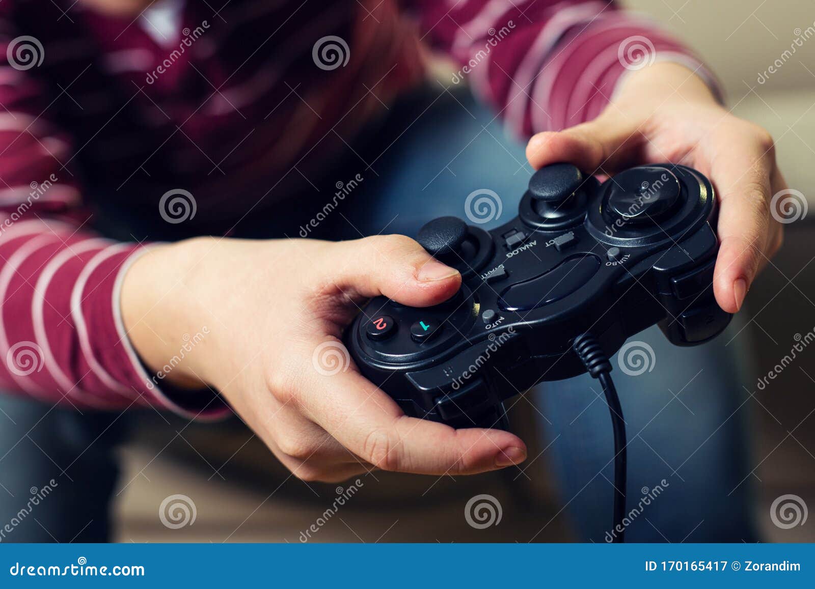 Closeup Image of Hands Holding the Game Controller. Stock Image Image