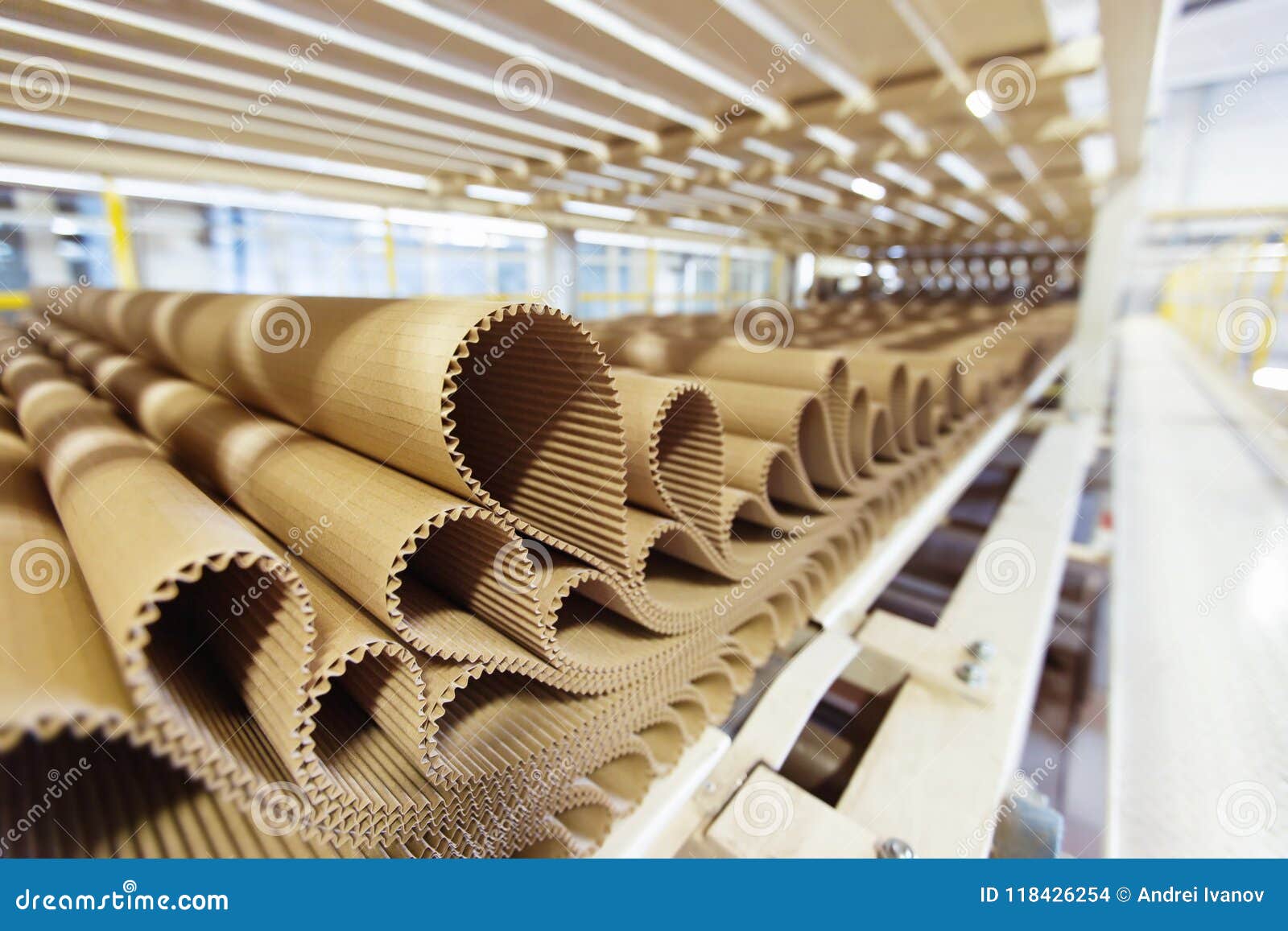 closeup image of pleat cardboard row at factory background
