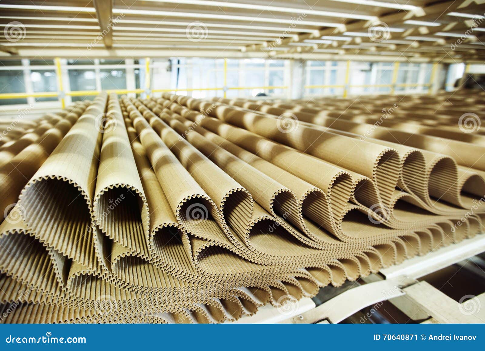 closeup image of pleat cardboard row at factory background