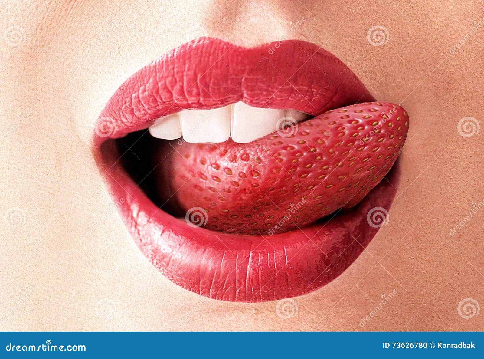 Closeup Image of a Strawberry Tongue Stock Photo Image of berry, face