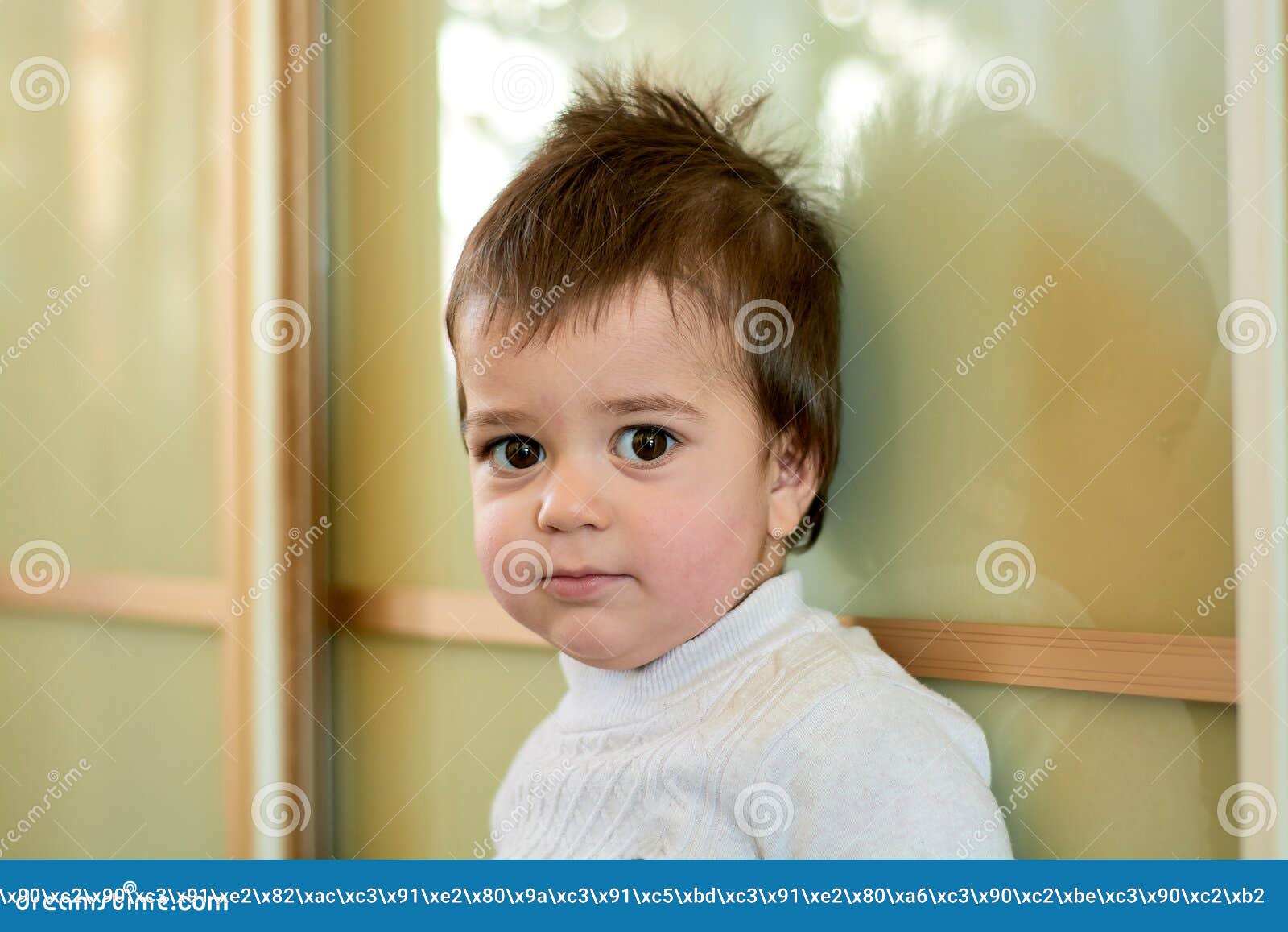 Closeup Indoor Portrait of a Baby Boy with Naughty Hair. the Various  Emotions of a Child. Stock Image - Image of closeup, healthy: 142748837