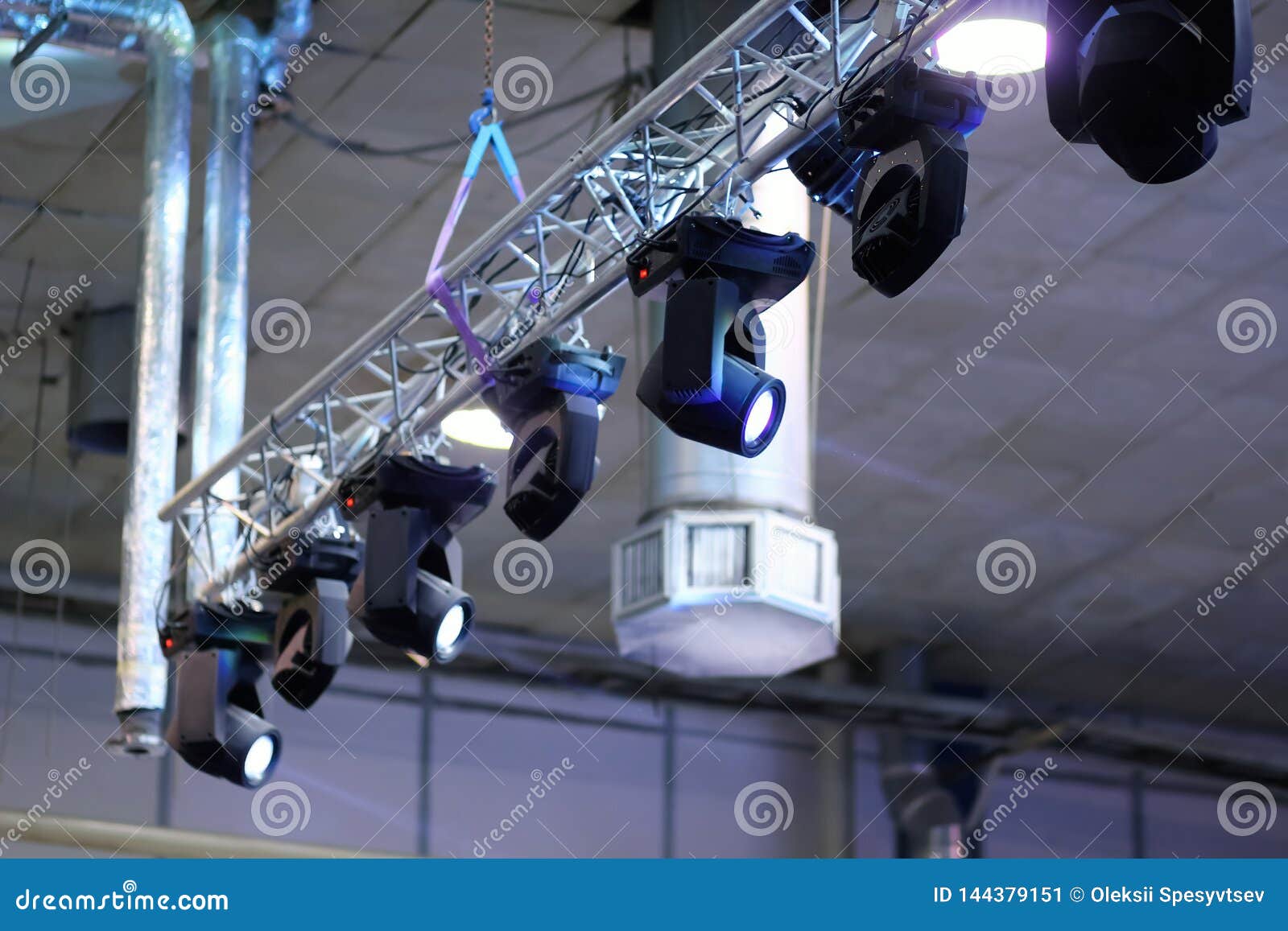 Closeup of Industrial Ceiling Led Lights Stock Image Image of