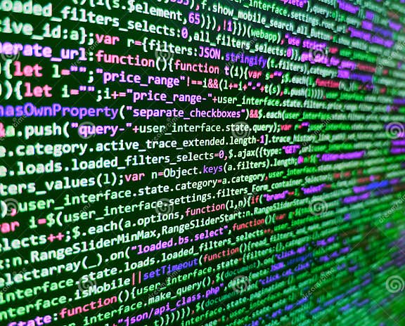 Closeup of Java Script and HTML Code. Template of Website, Selective ...