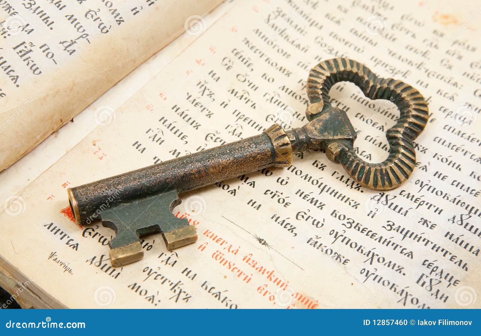 Closeup of Key Placed on Vintage Bible Stock Photo Image of notebook