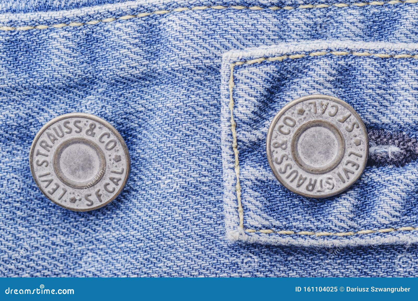 Closeup of Levi Strauss Button on Blue Jeans. Editorial Image - Image of  founded, jeans: 161104025