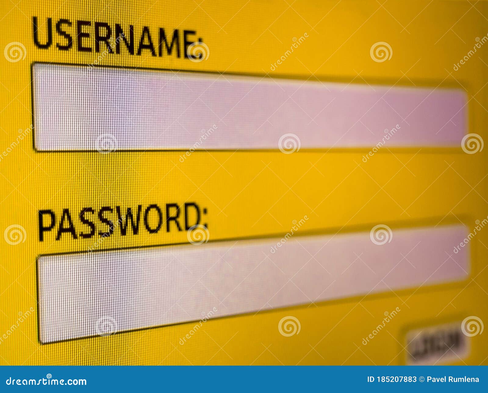 Closeup of Login and Password Screen on LED Pc Display Stock Image