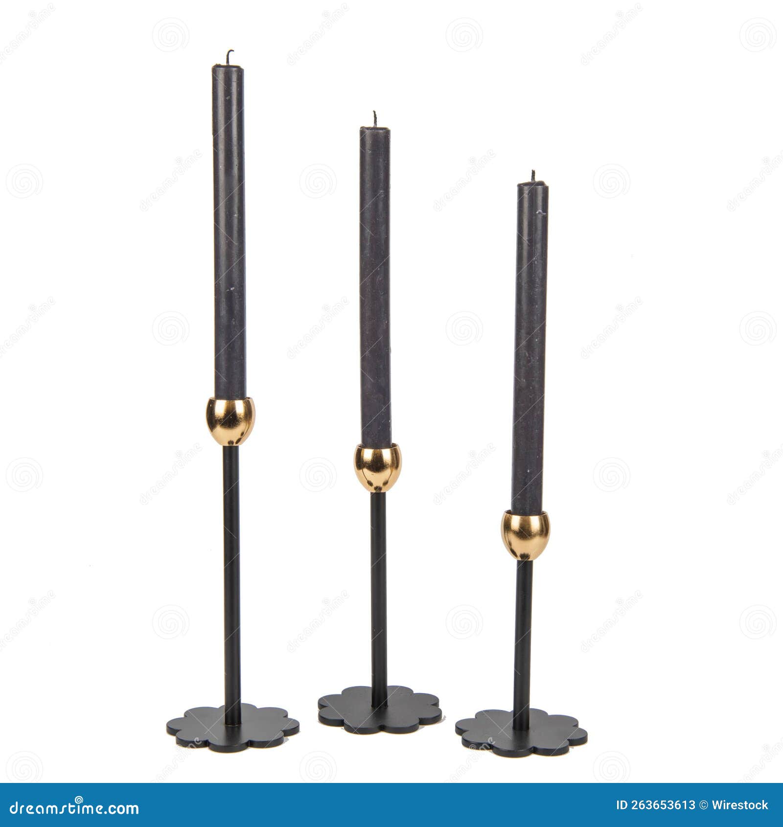 Closeup of Long Candle Holders Isolated on White Background Stock Image