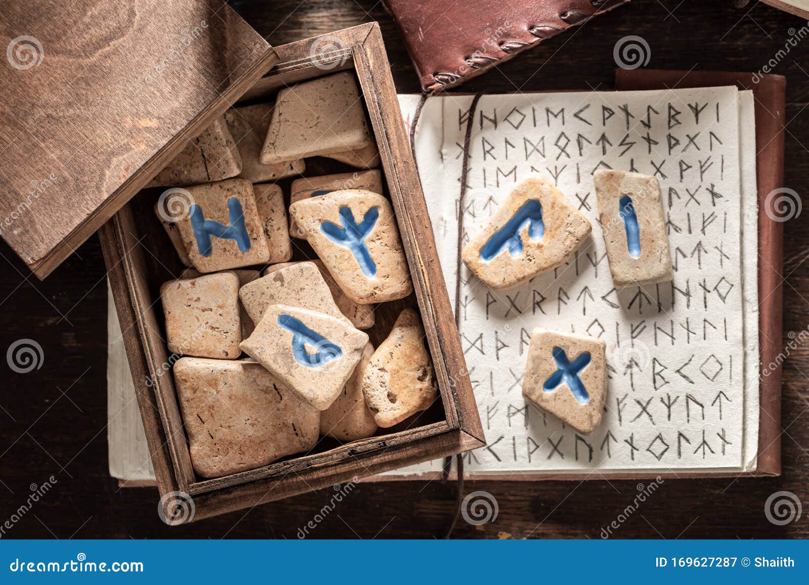 Magic Fortune Teller from Rune Stones Made of Celtic Language Stock
