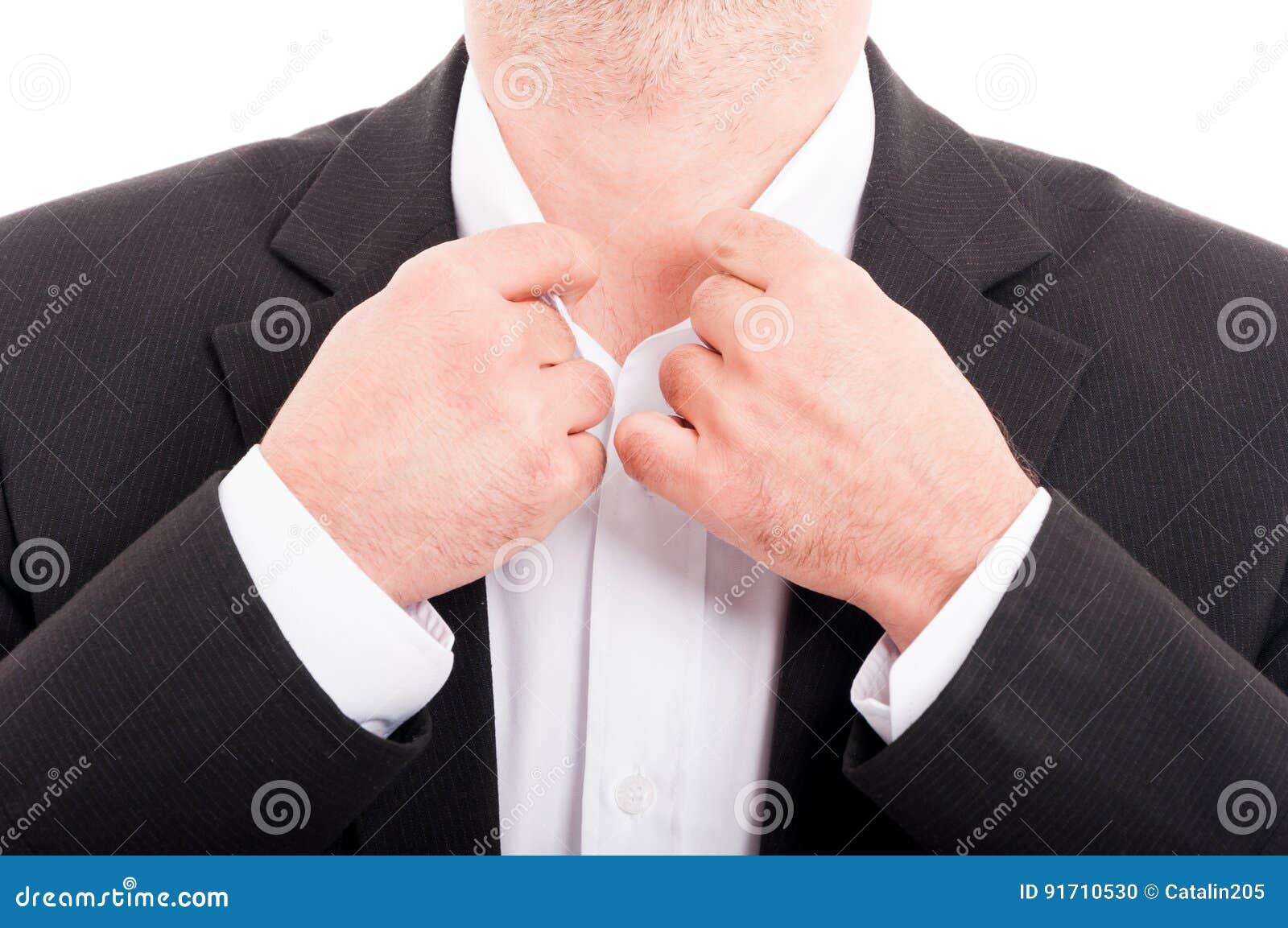 Closeup of Man Adjusting Shirt Collar Stock Photo Image of
