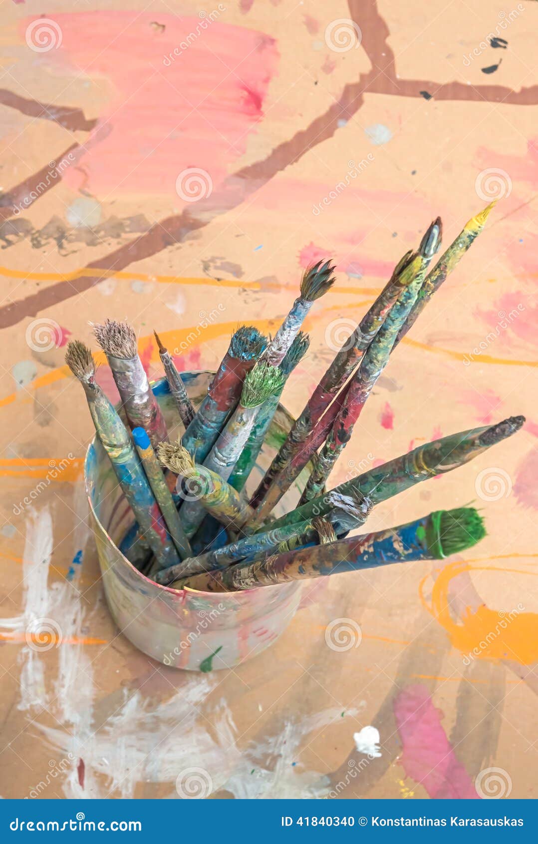 Closeup of Many Paint Brushes in Cup Stock Photo Image of objects