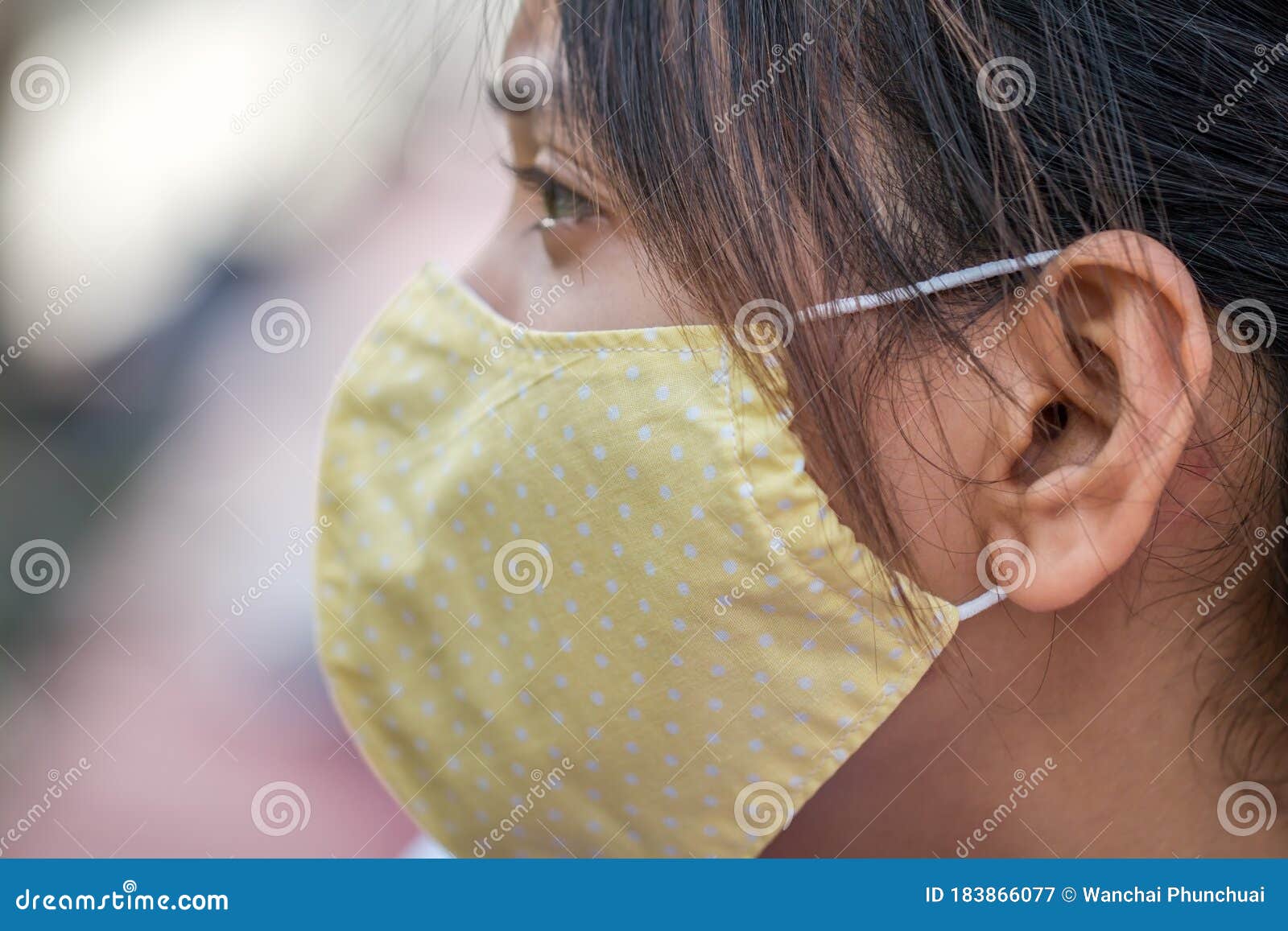Closeup Mask with a Yellow Cloth and a Small White Round Dot Pattern. on the Face of an Asian Woman with Honey-coloured Skin Turn Stock Image - Image of protect, polluted: 183866077 Closeup Mask with a Yellow Cloth and a Small White Round Dot Pattern. on the Face of an Asian Woman with Honey-coloured Skin Turn Stock Image - Image of protect, polluted: 183866077