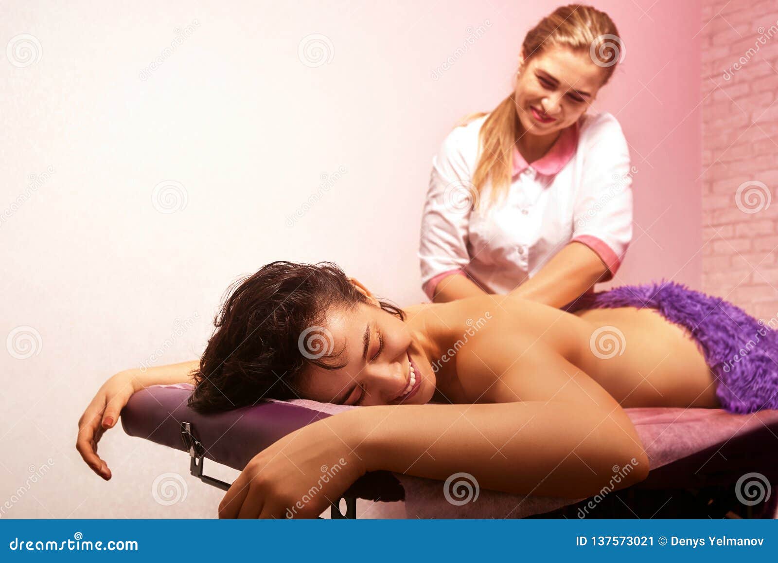 Closeup Of Massage On A Pink Background Back Massage Sp