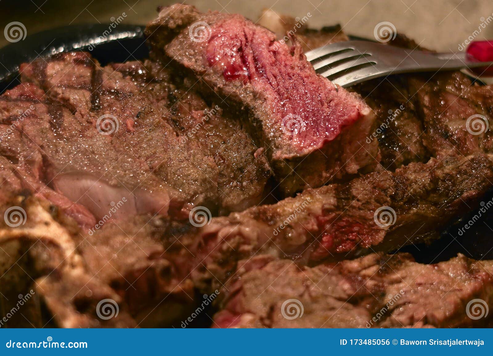 Closeup Medium Rare Beef Steak in Hot Plate Stock Photo Image of closeup, lunch 173485056