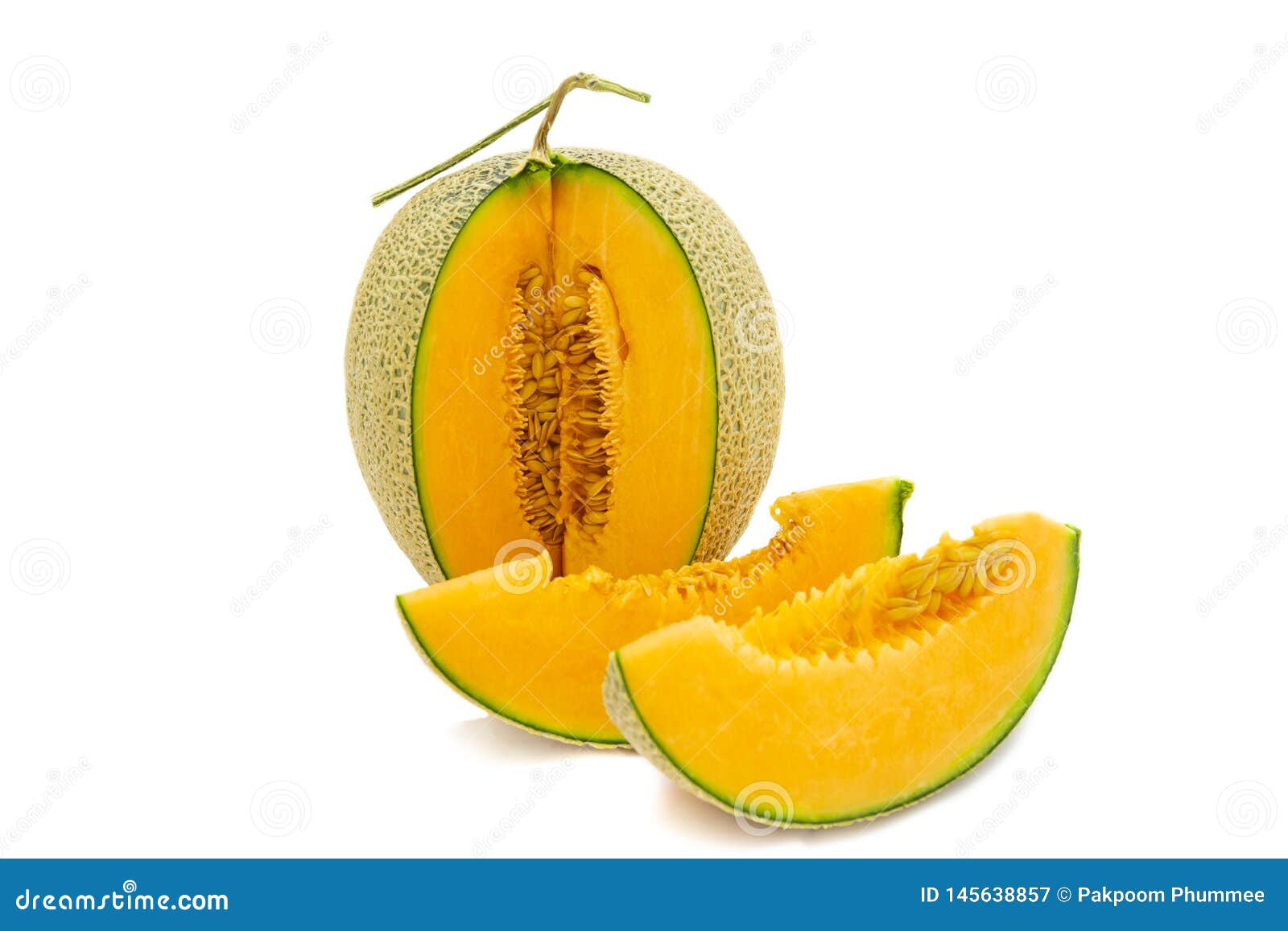 Closeup Melon Bright Colors that is Turned and Pieces Isolated Stock