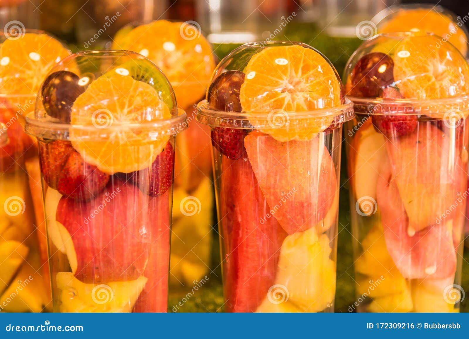 Closeup of Mixed Fruit in a Cup for Sale Stock Photo Image of food