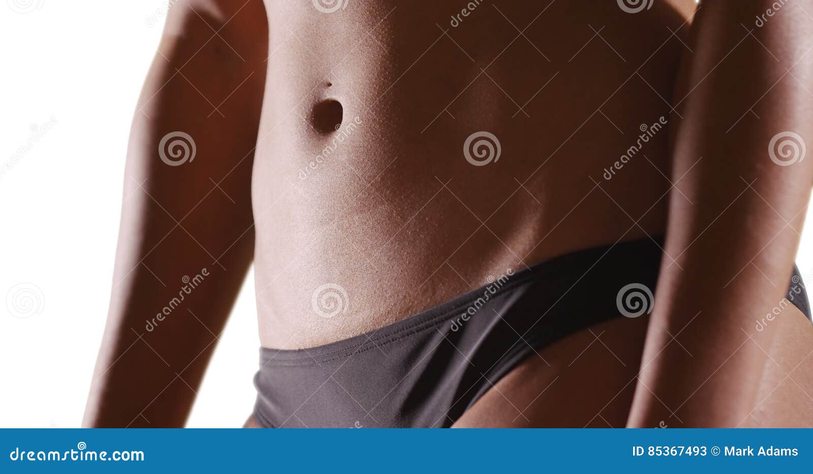 Healthy nutrition and belly health concept. Close up of woman flat