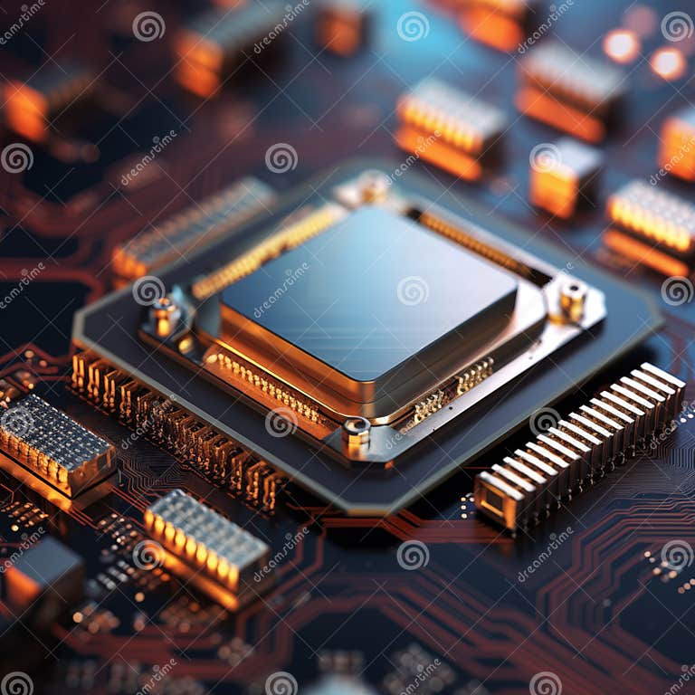 Closeup of Modern CPU Central Processing Unit. Generative AI Stock ...