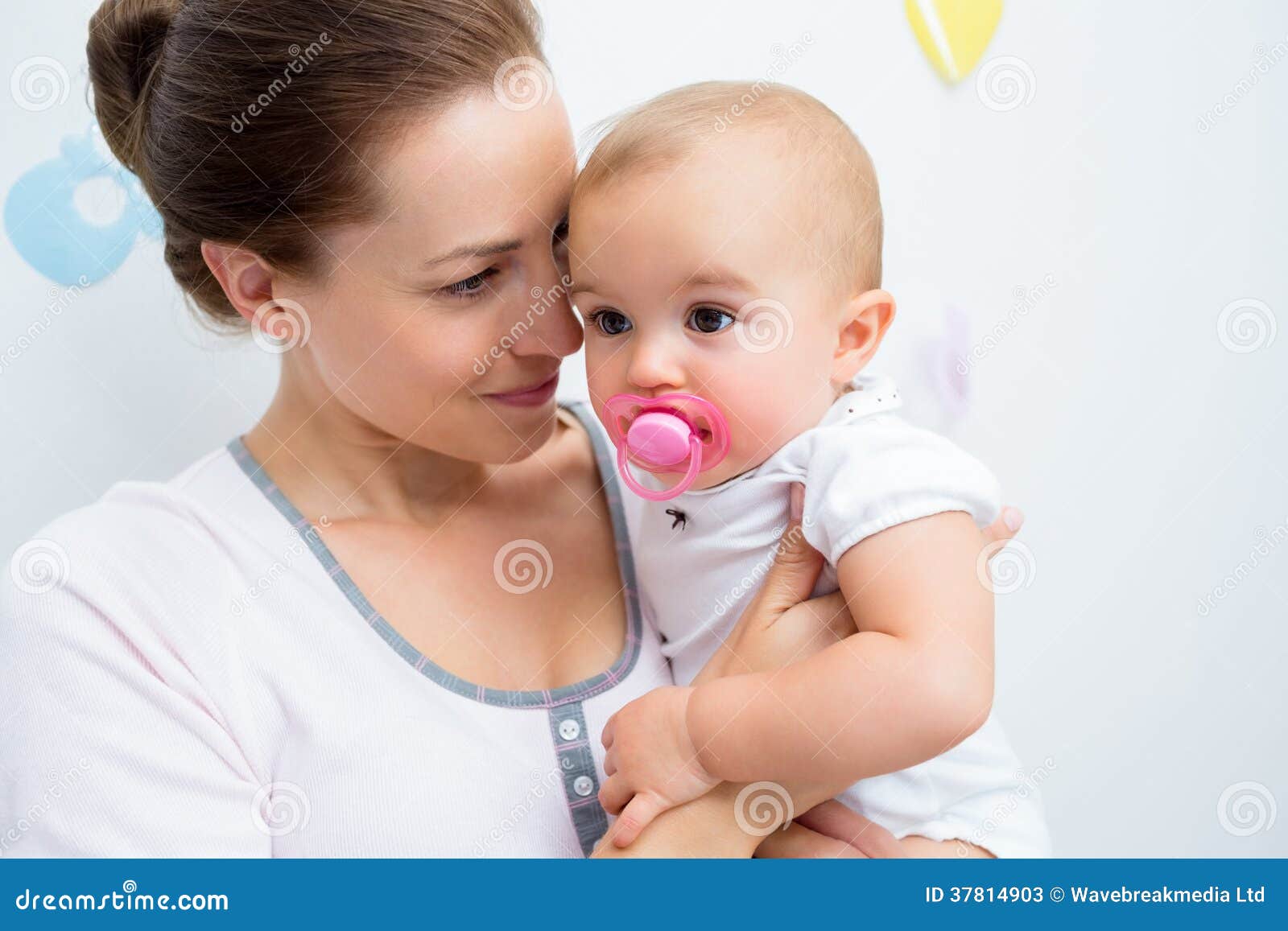 Closeup of Mother and Baby with Pacifier Stock Image Image of leisure