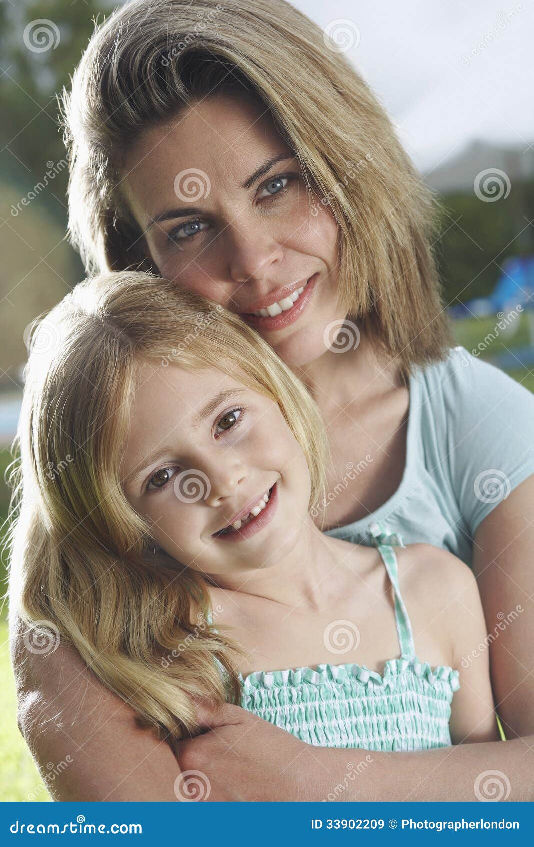 Closeup Of Mother Hugging Daughter Outdoors Stock Image Image Of Blond Closeup 33902209 