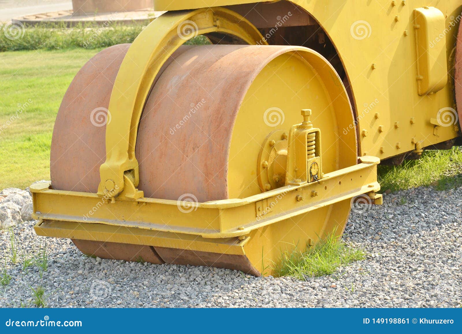Closeup of old road roller stock image. Image of machine 149198861