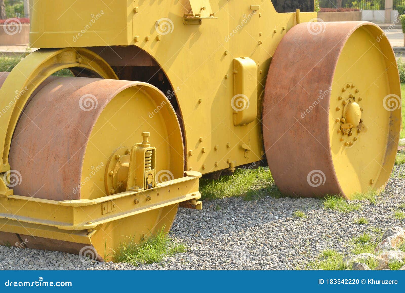 Closeup of old road roller stock photo. Image of truck 183542220