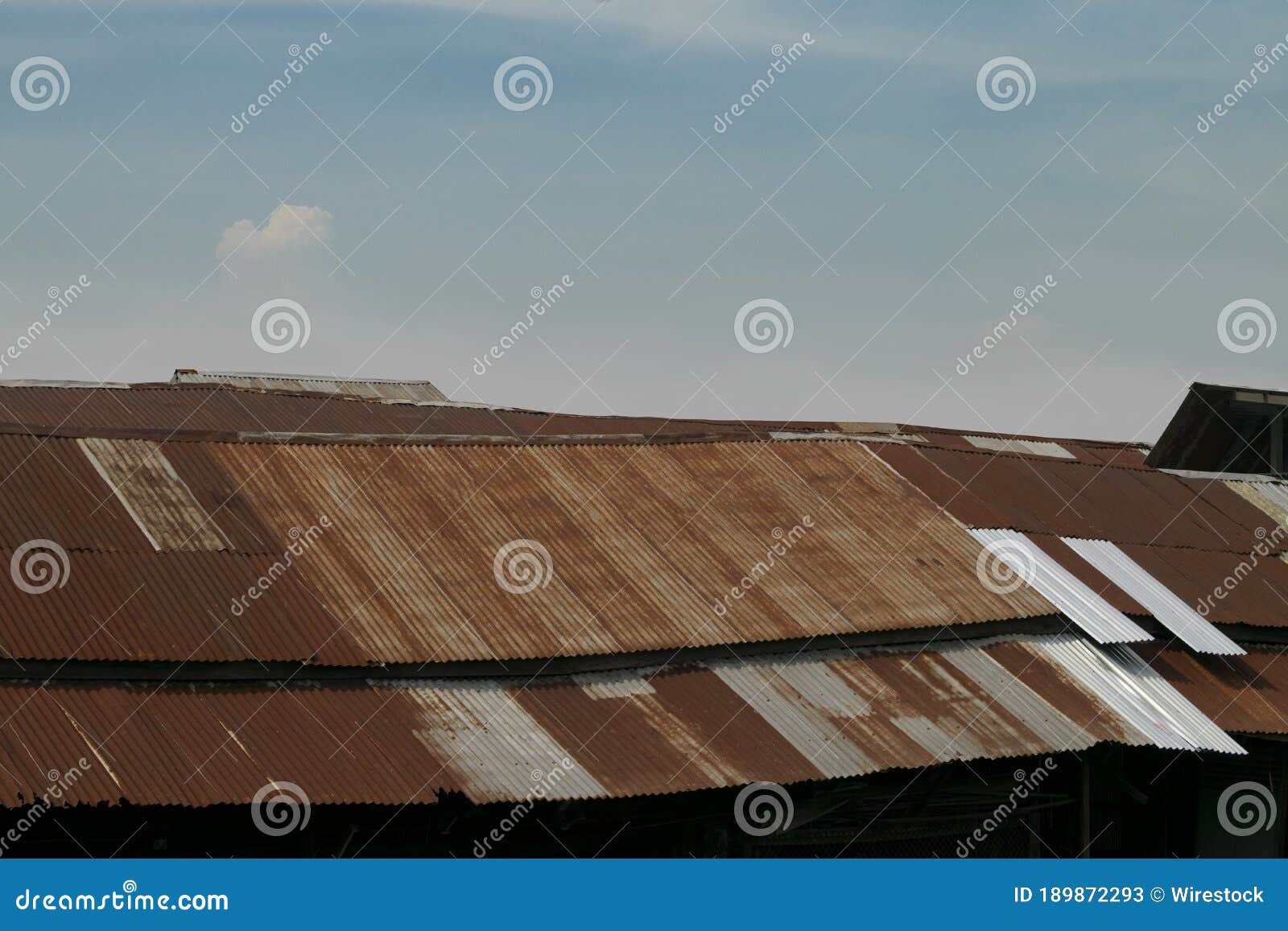 Corrugated Galvanized Iron On Which The Paint Is Blue Stock Image