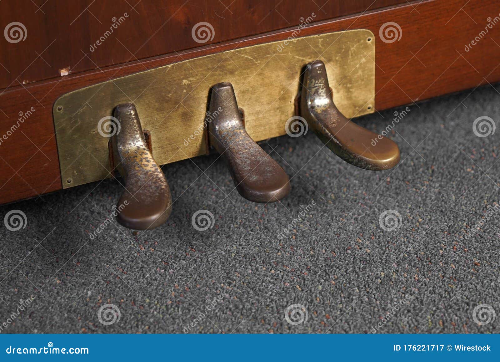 Closeup of Old Rusty Piano Pedals Under the Lights Stock Image Image